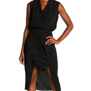 NSR Sleeveless V-Neck Lace Inset Black Dress XL